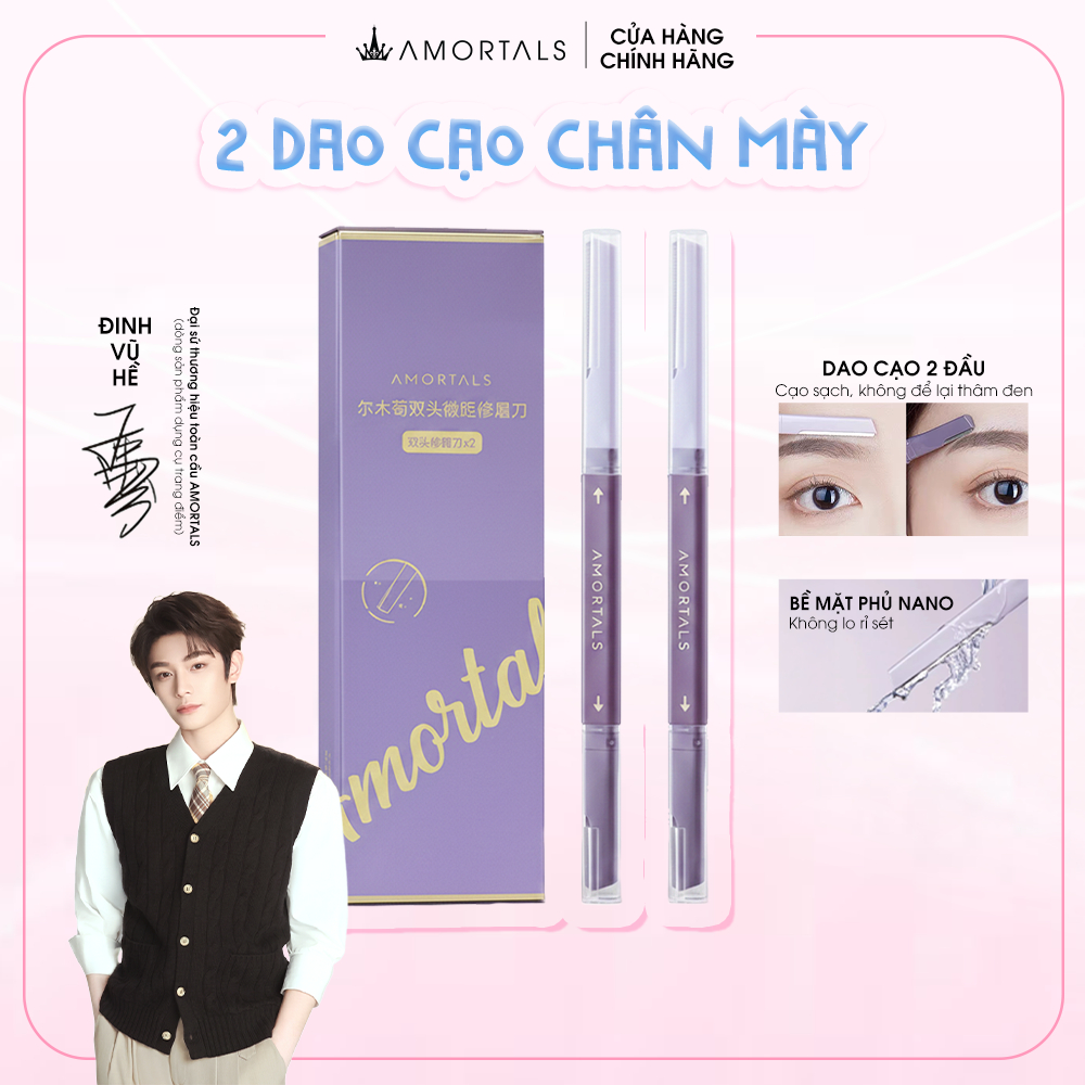 Bộ dao cạo lông mày AMORTALS hai đầu tiện dụng, dao tỉa lông mày cạo râu tiện lợi