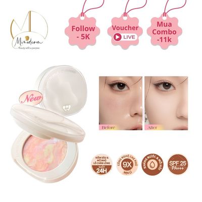 Phấn phủ dạng nén Barenbliss Bloomatte Fine to Refine Compact Powder mịn lì kiềm dầu kháng nước 6g