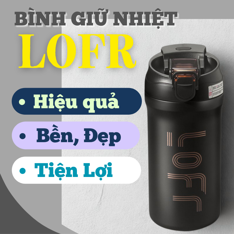 LOFR 600ml Bình Giữ Nhiệt Cao Cấp, Inox316, Dáng Thể Thao, Có Ống Hút, An Toàn Cho Người Dùng