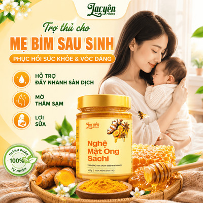 Mật Ong Nghệ Sachi Lạc Yên Foods, Dành Cho Mẹ Sau Sinh, Dễ Dùng Mỗi Ngày