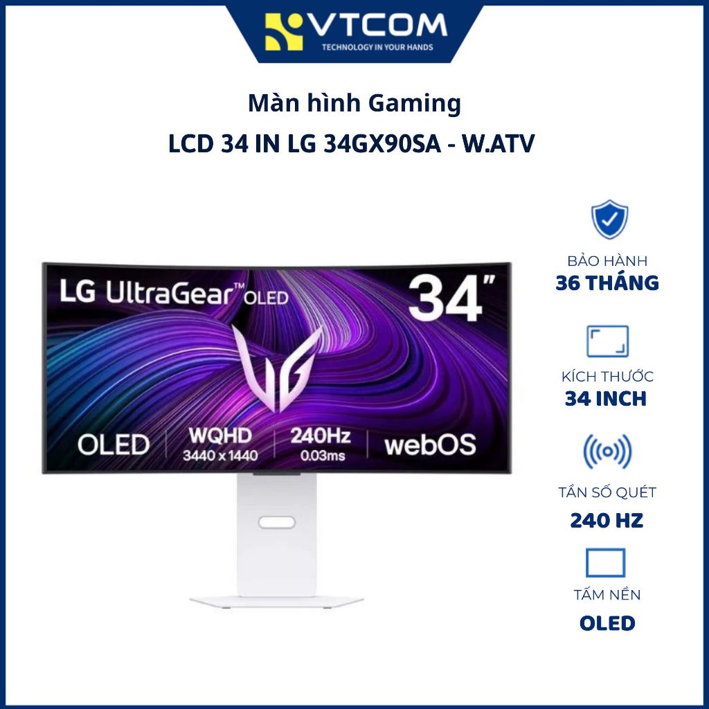 Màn Hình Cong Gaming LG UltraGear 34GX90SA-W.ATV 34 inch OLED WQHD 2K 240Hz 0.03ms