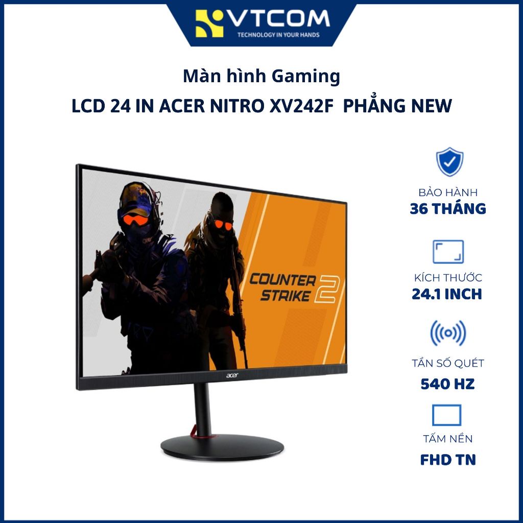 Màn hình gaming Acer Nitro XV242F (24.1 inch / FHD / TN / 540Hz / 0.1ms) - Hàng chính hãng