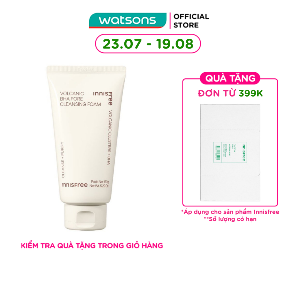 Sữa Rửa Mặt innisfree Se Khít Lỗ Chân Lông Volcanic Pore BHA Cleansing Foam 150g