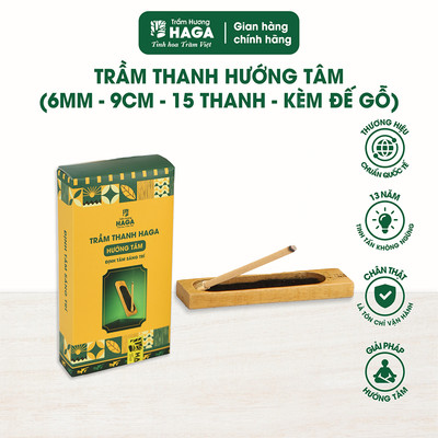 Nhang không tăm trầm hương tự nhiên, trầm thanh hướng tâm HAGA, thư giãn, thiền, yoga,6mm/9cm/30phút