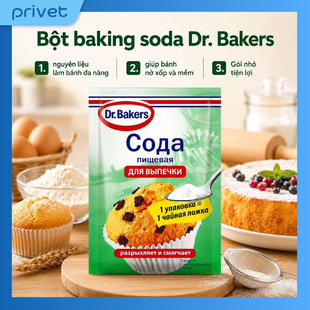 Dr.Bakers Baking Soda 5 g – Soda nở thực phẩm làm bánh