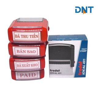 Con dấu ĐÃ THU TIỀN kích thước 37x13mm. Mực Đỏ