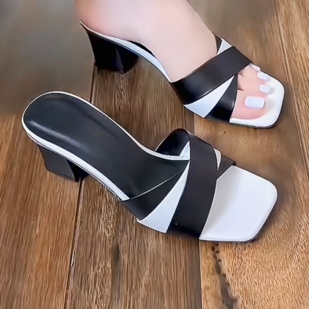 Guốc nữ quai quạt, phối màu 3 và 5 phân dễ đi dép nữ
