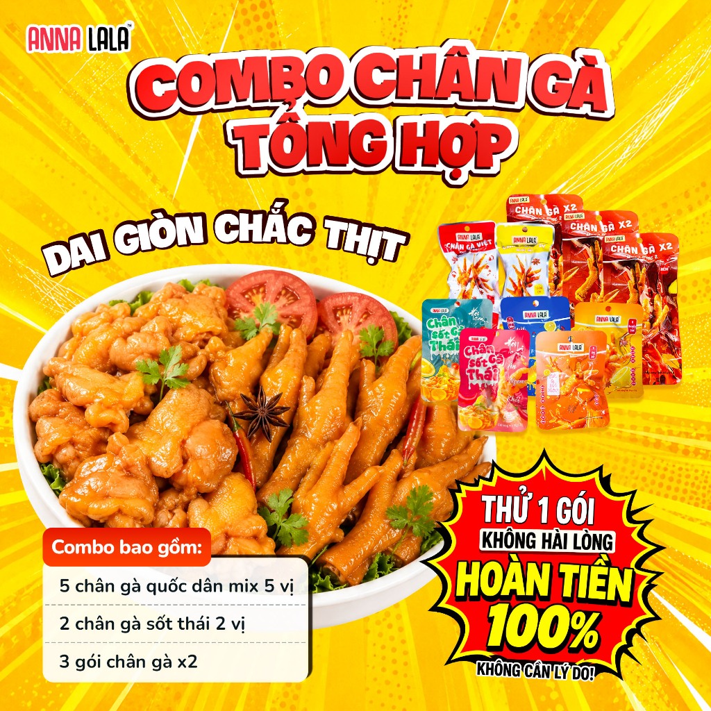 [COMBO TỔNG HỢP] Combo 10 chân gà mix 8 loại chân, các loại có xương, chân gà rút xương, chân gà sốt