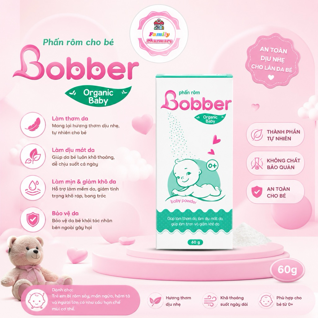 ✅ [ Chính Hãng ] PHẤN RÔM BOBBER ORGANIC BABY