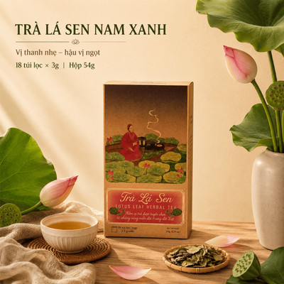 Hộp Trà Thảo Mộc Nam Xanh, Trà Lá Sen, Trà Túi Lọc, Vị Thanh Nhẹ, Hậu Vị Ngọt, 18 Túi x 3g/Hộp 54g