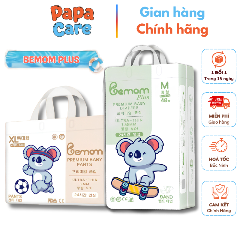 Tã/Bỉm  Bemom Plus, Bỉm đêm Hàn Quốc Đủ Size Cho Bé Size XXL 36 Miếng từ ≥15kg