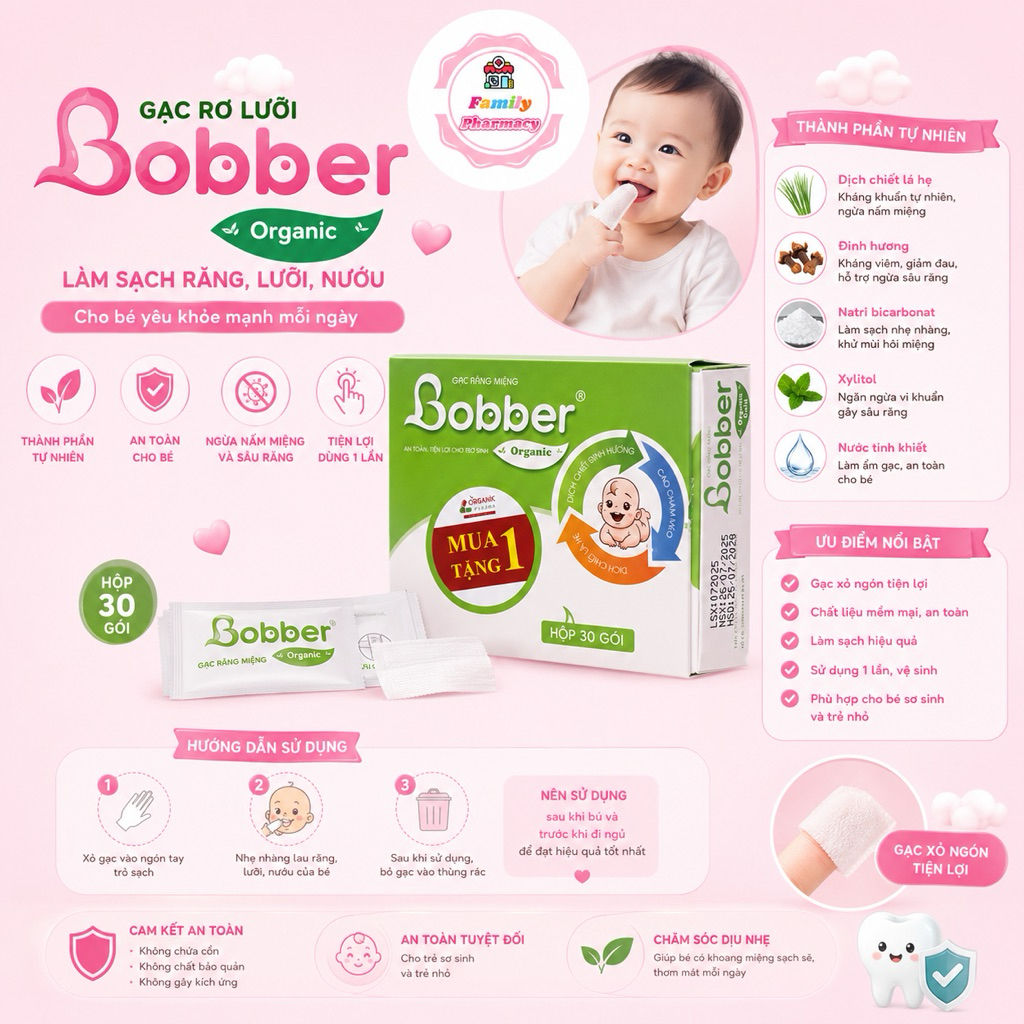 ✅ [ CHÍNH HÃNG ]  Gạc Răng Miệng BobBer Organic Gold