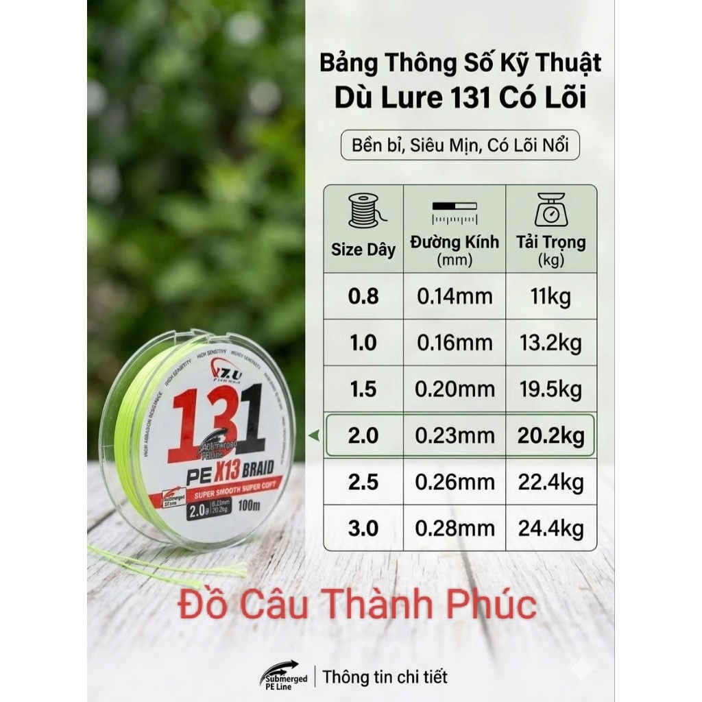 Dù PE X13 dù có lõi 131 dài 100m phù hợp câu đa năng.