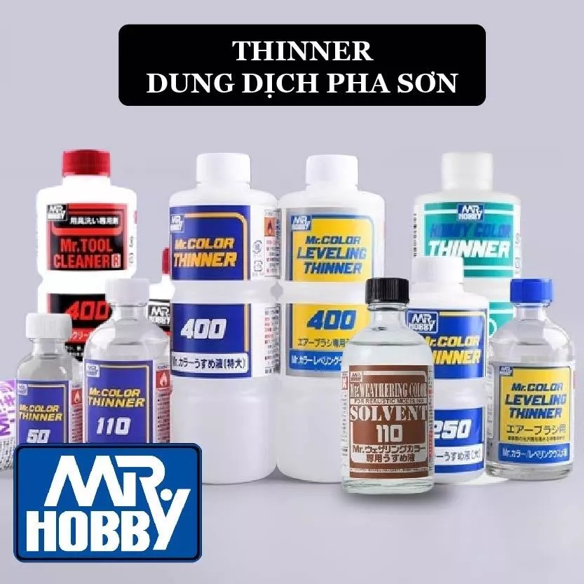 Thinner Lacquer Enamel Acrylic Weathering Rapid các loại 110ml 400ml Mr. Hobby