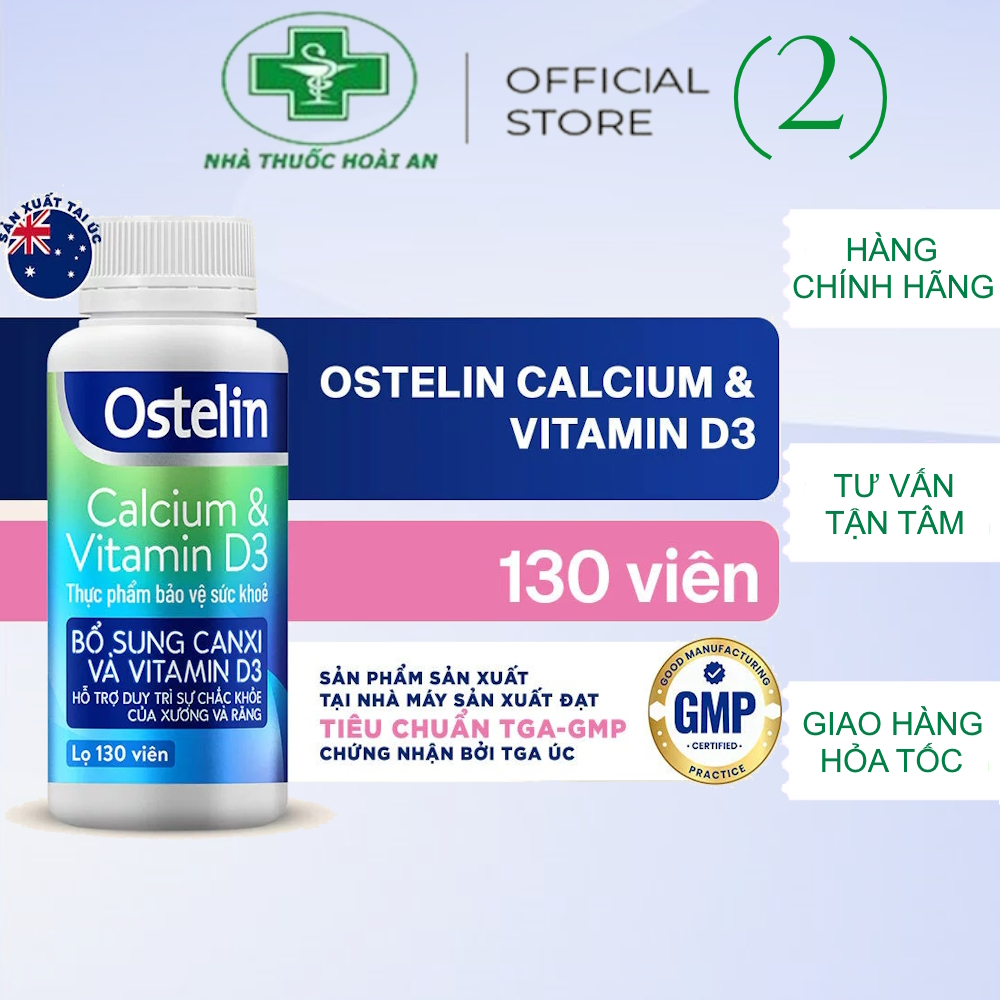Bổ sung canxi và vitamin D3, Ostelin Calcium & Vitamin D3 130 viên, Nhập khẩu Úc