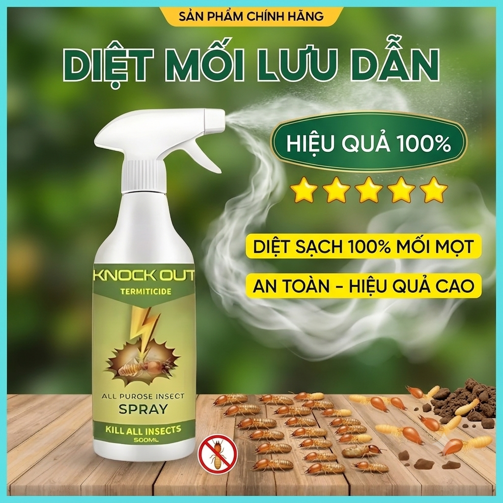 Xịt Diệt Mối Mọt KNOCK OUT Siêu Mạnh | Diệt Mối Gỗ, Tủ Bếp, Sàn Gỗ, Tường Nhà