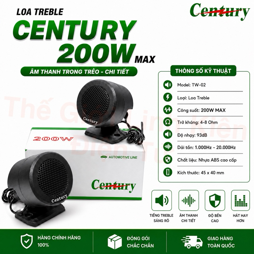 LOA SIÊU TREBLE MINI TRÒN ( Loa Tép Thạch Anh ) Century 200W