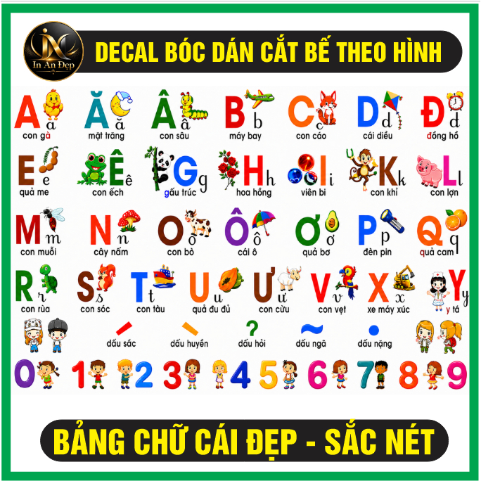 BẢNG CHỮ CÁI TIẾNG VIỆT - Decal dán tường bảng chữ cái tiếng việt