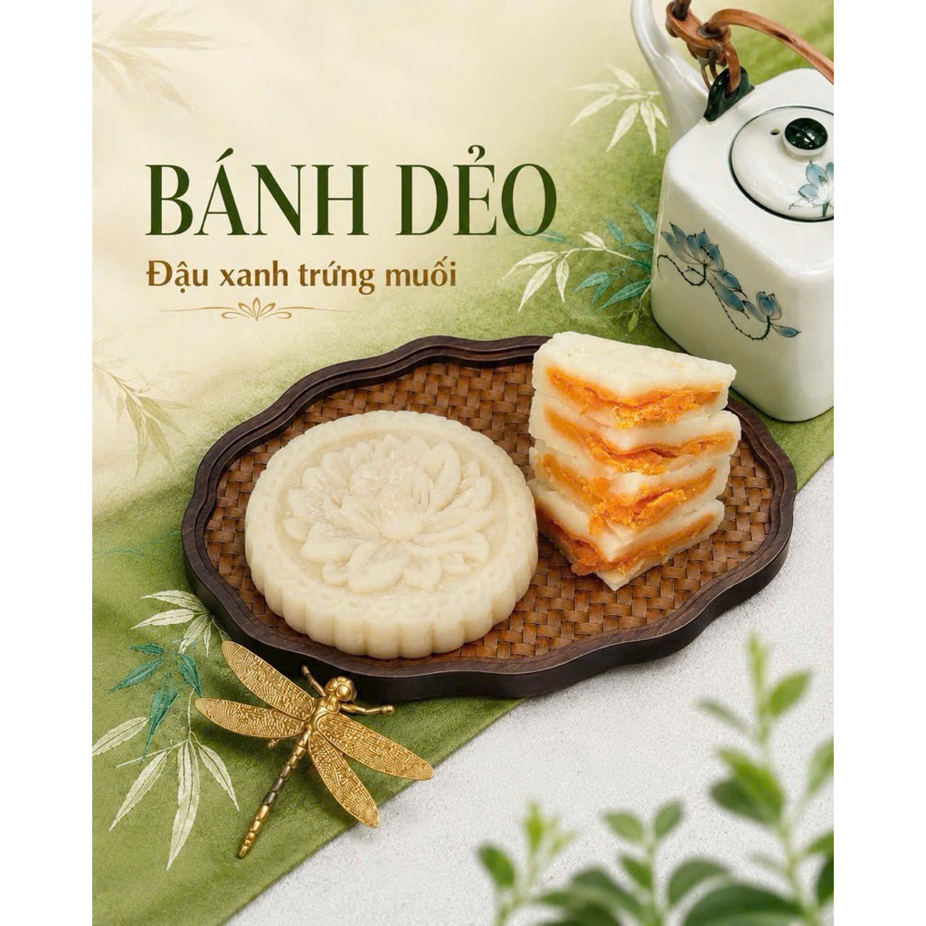 Bánh dẻo trứng muối ít ngọt 160 - 320 gram , bánh dẻo trung thu, bánh dẻo mochi , bánh dẻo trà xanh