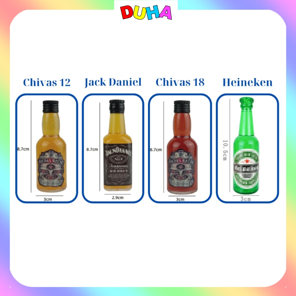 COMBO 5/10 Mô hình vỏ chai rượu, bia mini trang trí bánh sinh nhật Chivas 12, Chivas 18, Heineken DU