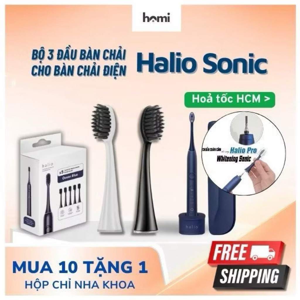 Sét 2/4/6 Đầu bàn chải Halio Whitening dành cho Halio Sonic Whitening Toothbrush_Kho Sỉ Lẻ