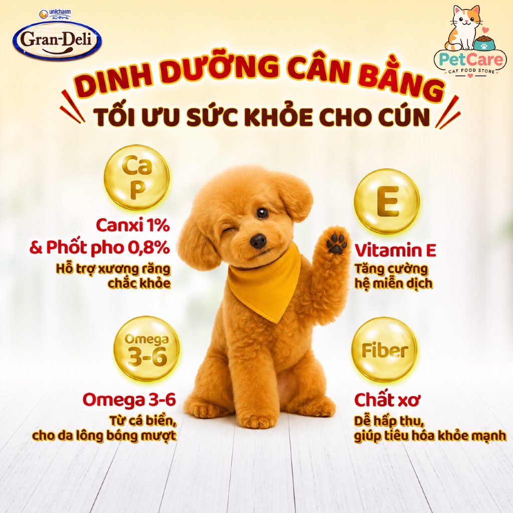 [ Combo 2 gói ] Thức ăn khô cho chó Gran Deli