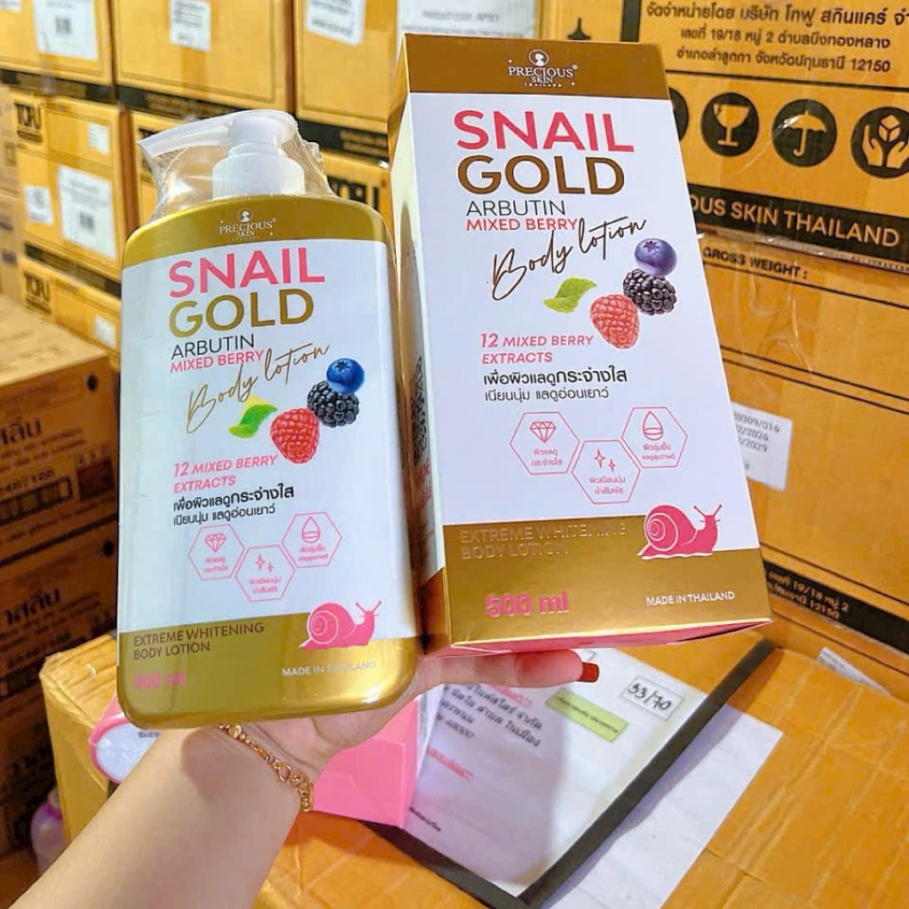 [CHÍNH HÃNG]Sữa dưỡng thể trắng da body Snail Gold Arbutin mix berry thế hệ mới 500ml