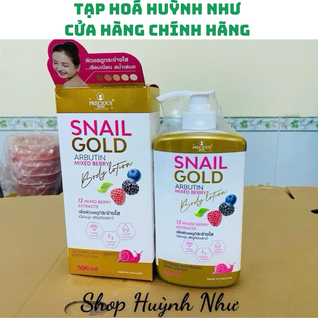 [CHÍNH HÃNG]Sữa Dưỡng Thể Trắng Da Snail Gold Arbutin Mix Berry Body Lotion Precious Skin 500ml chuẩ