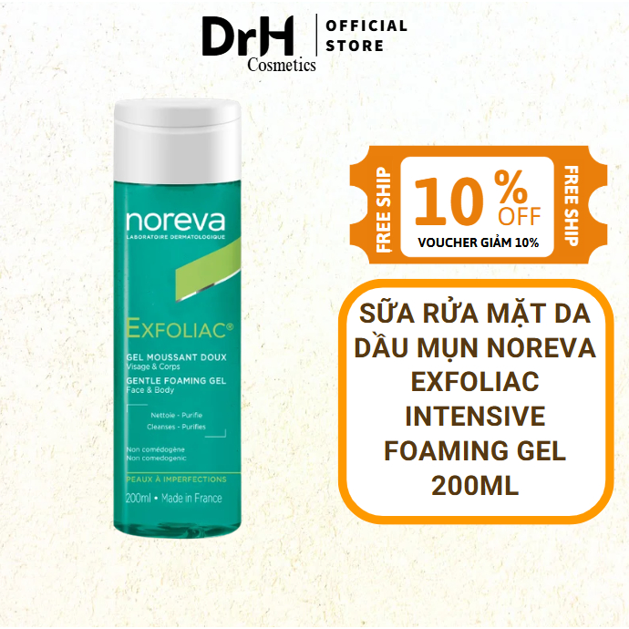 Sữa rửa mặt da dầu mụn NOREVA EXFOLIAC INTENSIVE FOAMING GEL 200ML