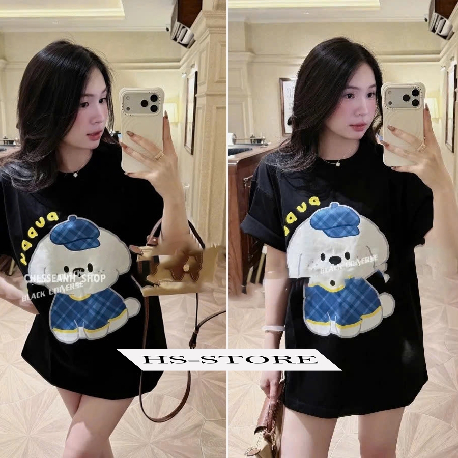 Áo thun Puppy chất liệu cotton unisex nam nữ Hs_store from rộng tay lỡ