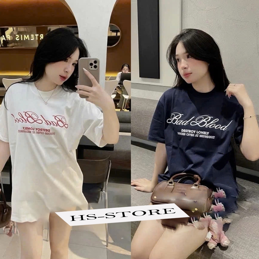 Áo thun BAD BLOOD chất liệu cotton unisex nam nữ Hs_store from rộng tay lỡ