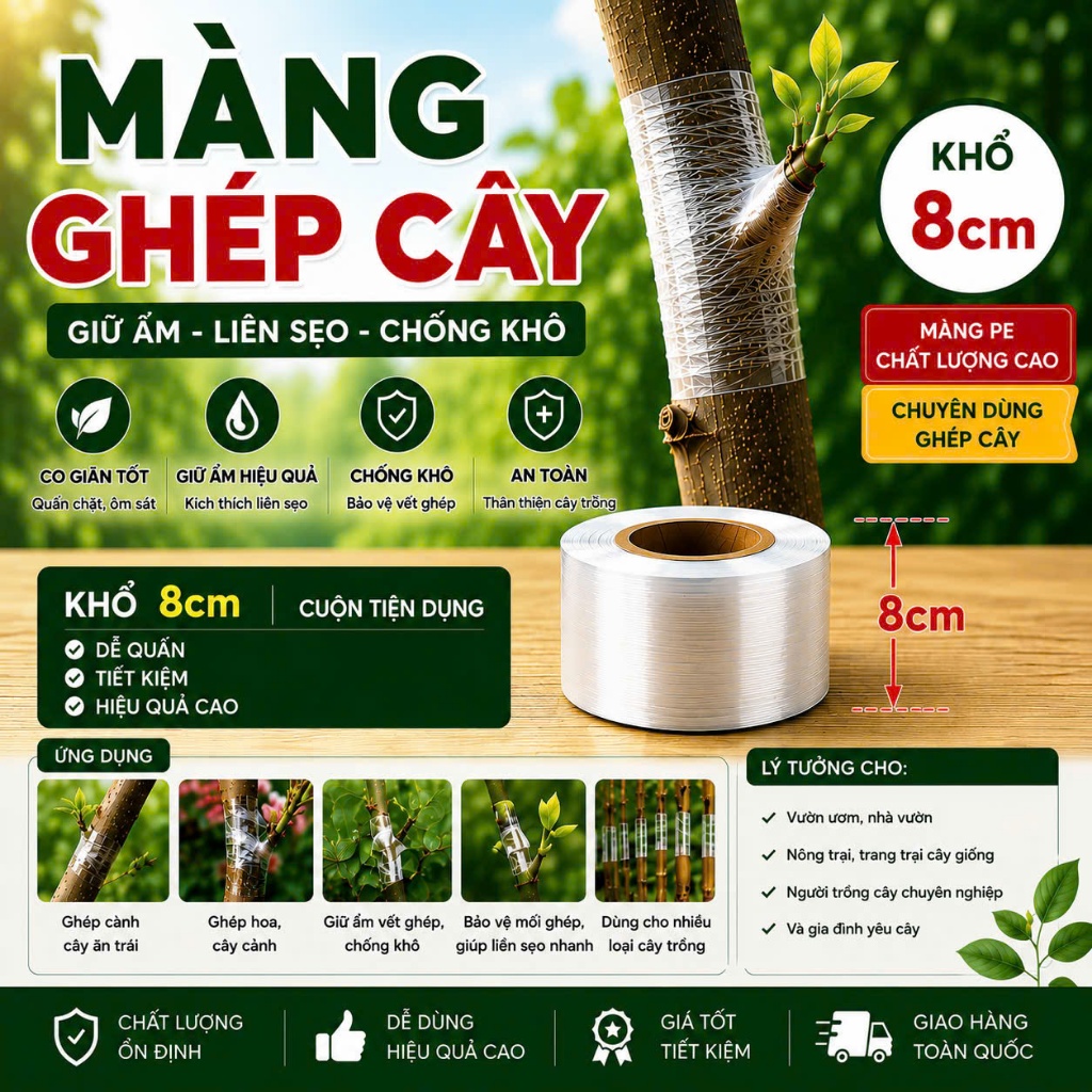 [MÀNG PE MIỀN NAM] Màng ghép cây khổ 8cm