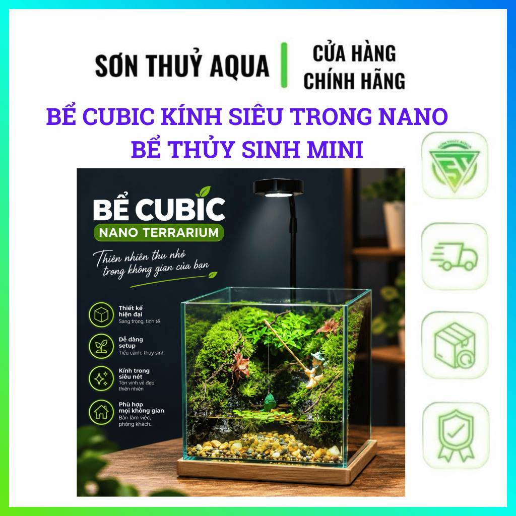 Bể Cubic Kính Siêu Trong | Bể Thủy Sinh Mini | Hồ Cá Betta | Bể Tép Cảnh | Terrarium