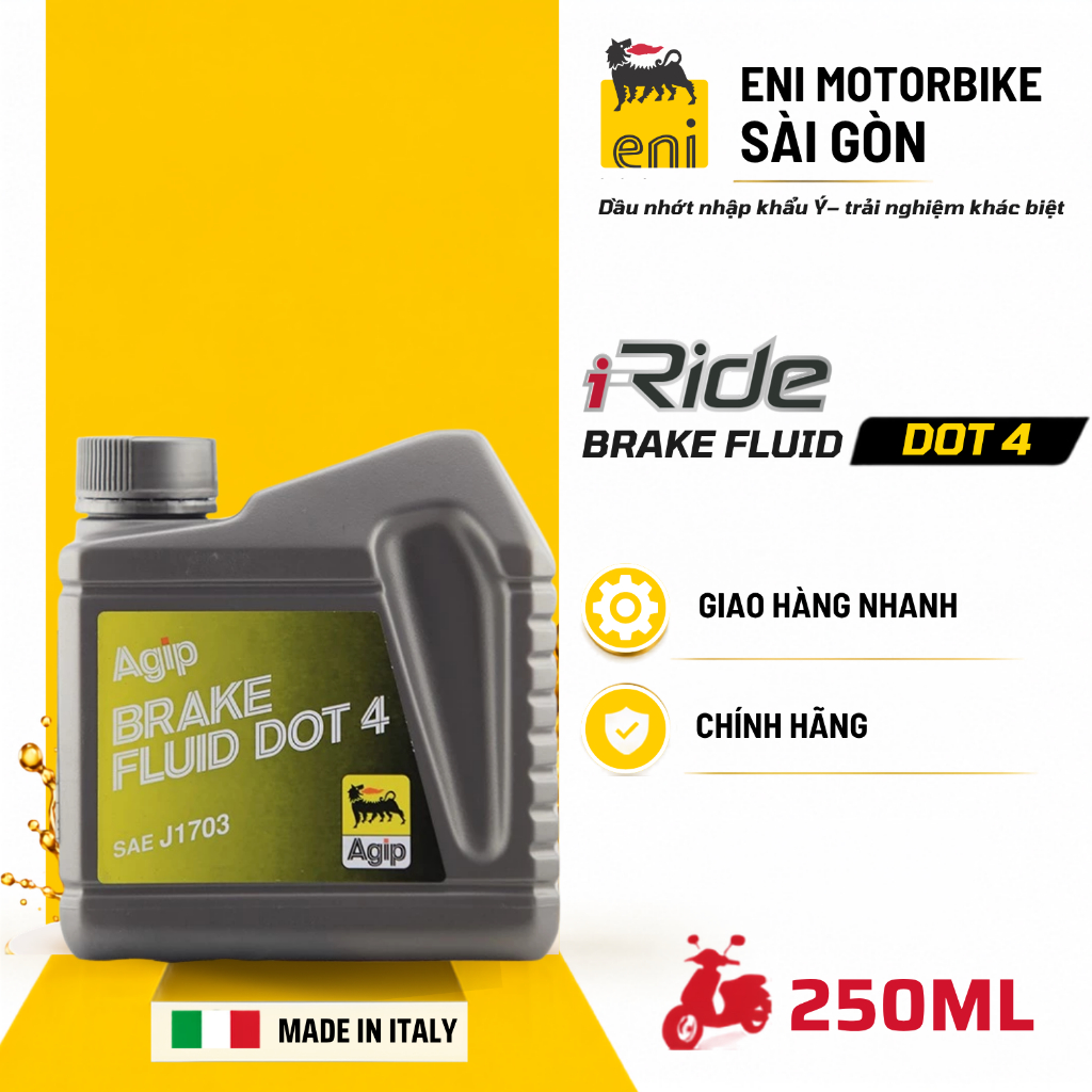 (Nhập khẩu) Dầu thắng eni Brake Fluid DOT 4 250ml (Hàng nhập Ý)