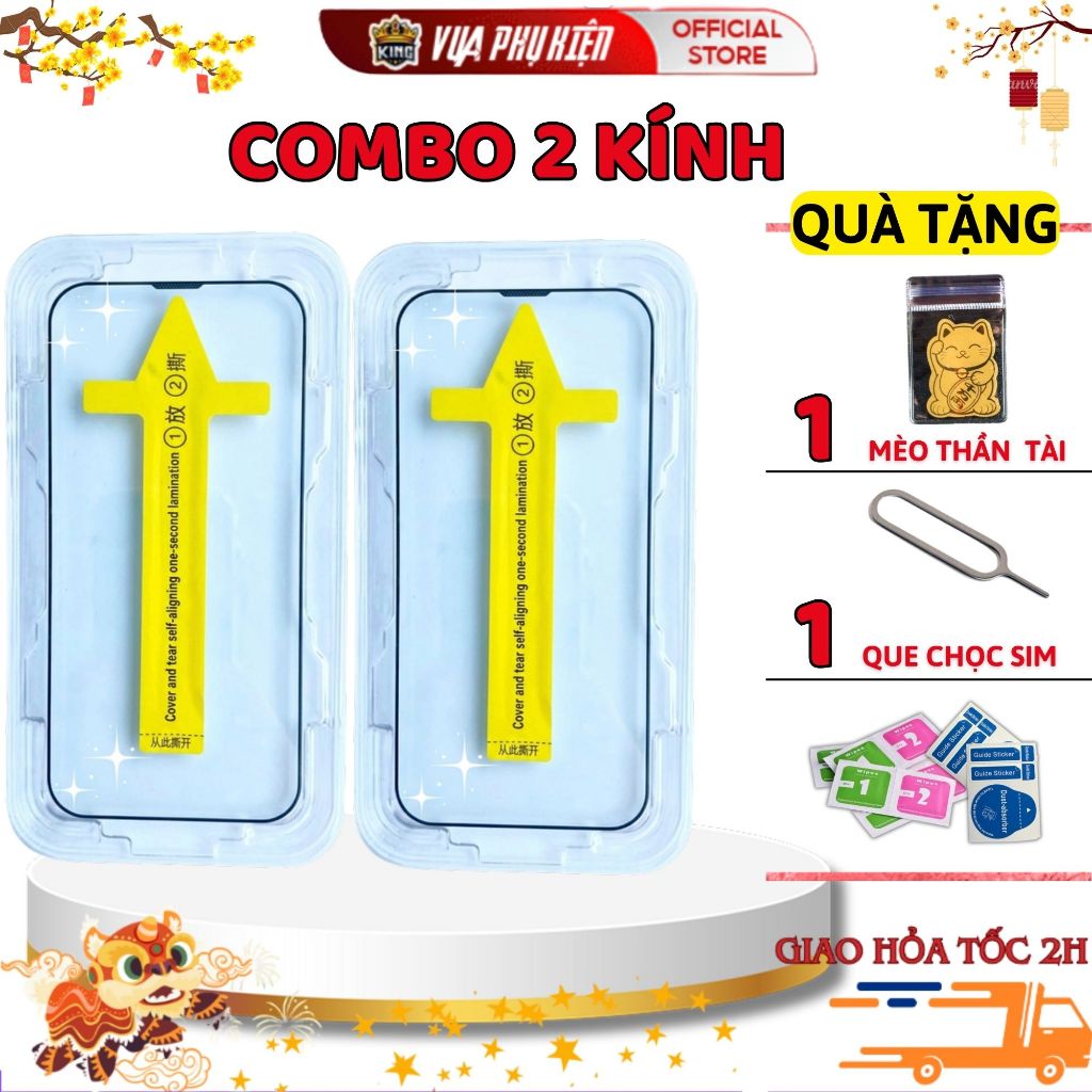 Combo 2 Kính cường lực iphone tự dán MKING có khuôn đủ mã11Prm, 12Prm, 13Prm 14promax 15Promax 16Pro