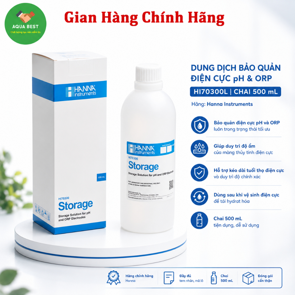 [Chính Hãng] Dung dịch bảo quản điện cực pH và ORP, Chai 500mL HI70300L,Thương hiệu Hanna