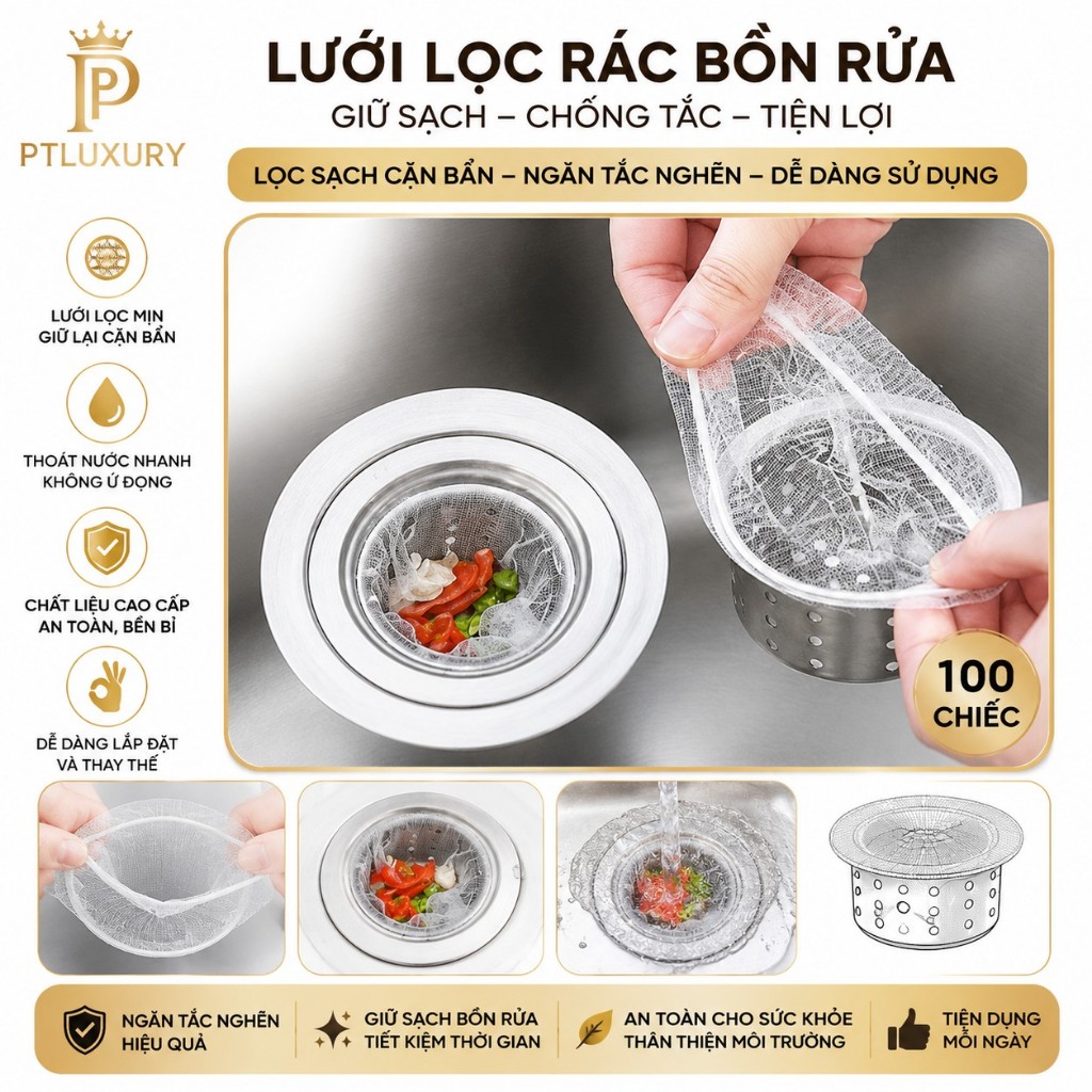 Túi Lọc Rác Bồn Rửa Chén Đa Năng Tiện Lợi - PTLUXURY