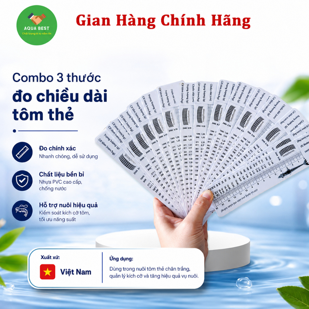 [Chính Hãng] Combo 3 cây thước đo chiều dài của tôm,Thước đo tôm,Thước đo size tôm