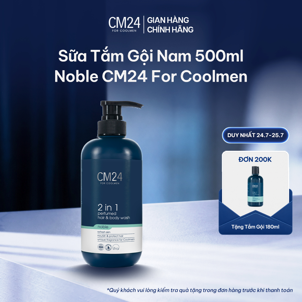 [DEAL MỞ BÁN] Sữa Tắm Gội CM24 Hương Nước Hoa Nam CM24 For Coolmen Noble 2in1 Mạnh Mẽ Lôi Cuốn 500ml