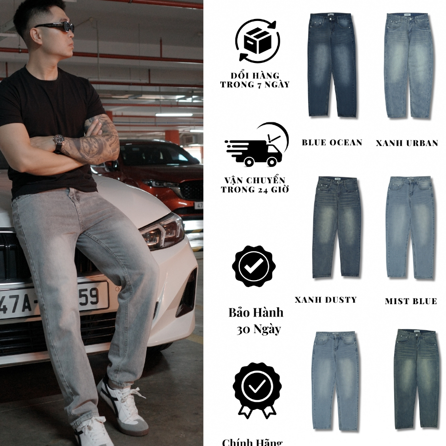 Quần Jean Nam Ống Suông Rộng Clasic - Quần Bò Nam Fomr Regular Dễ Mặc Với Mọi Outfit
