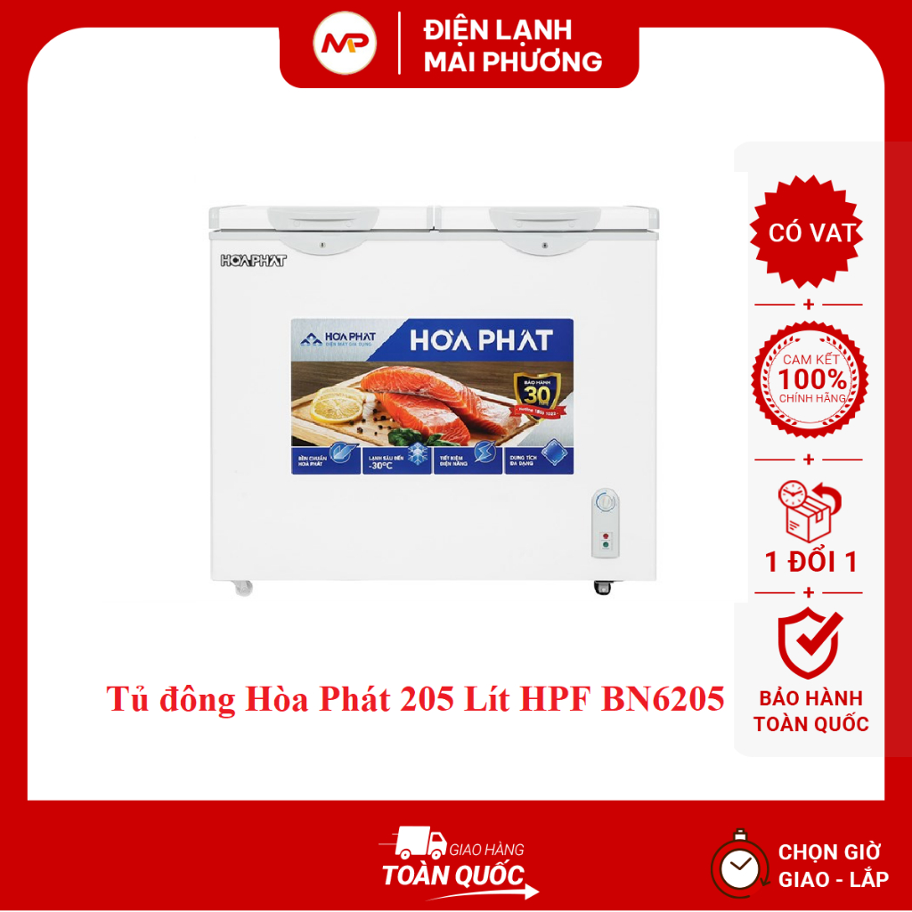 Tủ đông Hòa Phát 205 Lít HPF BN6205 (2 chế độ Đông - Mát) - Hàng chính hãng