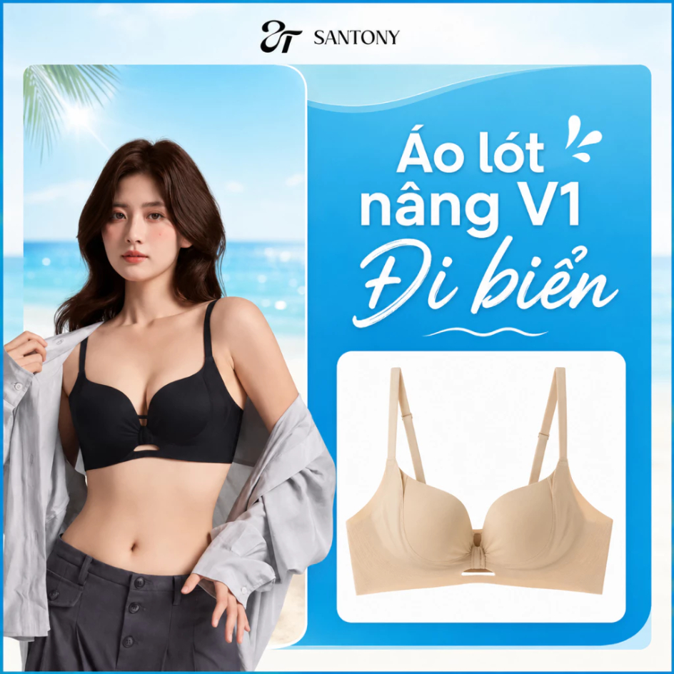 [SANTONY ĐI BIỂN] Áo Ngực Nữ Su Đúc Làm Mát Santony Không Gọng Nâng Tự Nhiên Tròn Đầy Tự Tin AD51