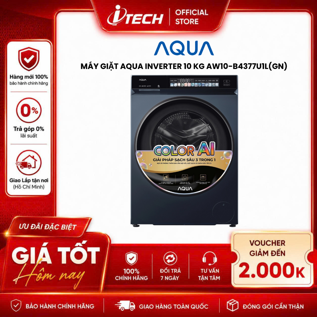 AW10-B4377U1L - Máy giặt Aqua Inverter 10 kg AW10-B4377U1L(GN) - Hàng chính hãng