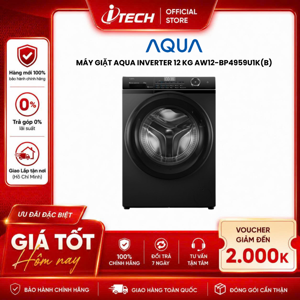AW12-BP4959U1K - Máy giặt Aqua Inverter 12 kg AW12-BP4959U1K(B) - Hàng chính hãng