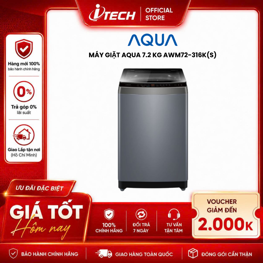 AWM72-316K(S) - Máy giặt Aqua 7.2 kg AWM72-316K(S) - Hàng chính hãng