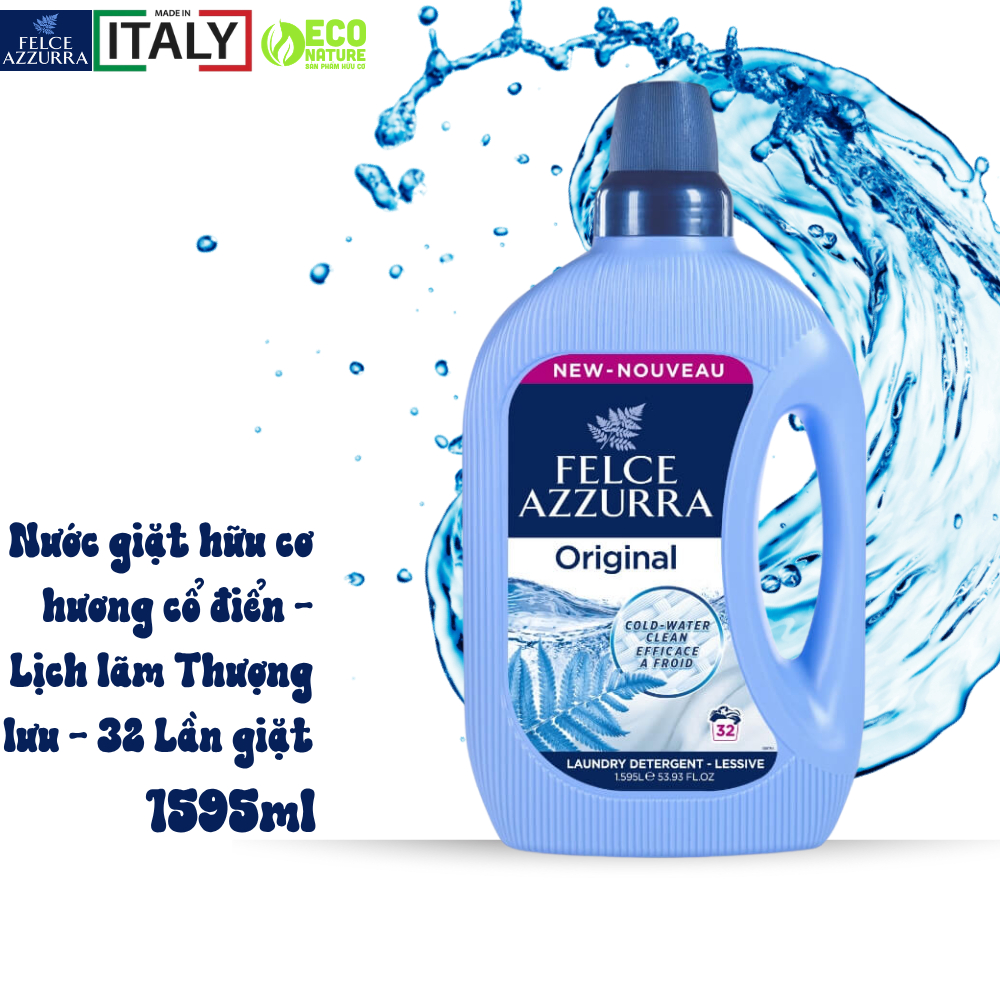 Nước giặt đậm đặc hữu cơ hương nước hoa Felce Azzura - 1595 ml - NK Ý