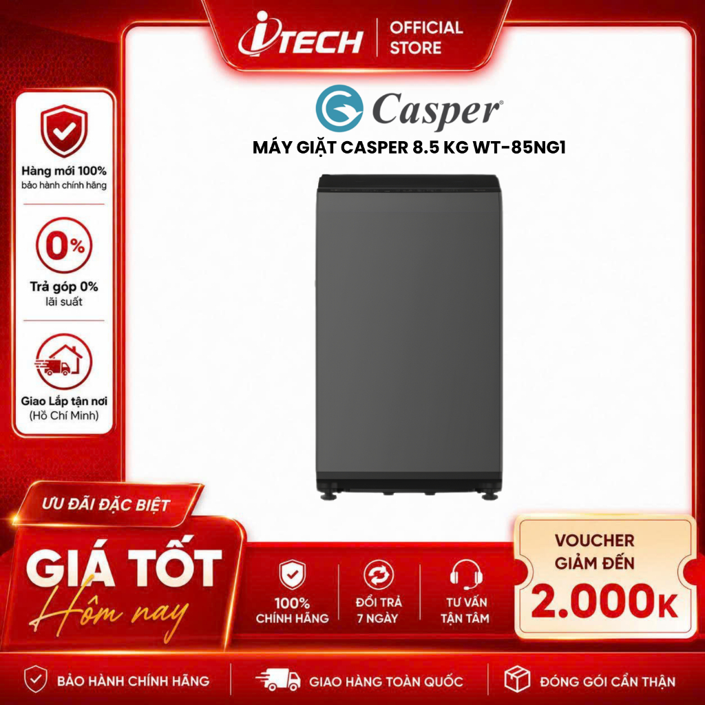 WT-85NG1 - Máy giặt Casper 8.5 kg WT-85NG1 - Hàng chính hãng