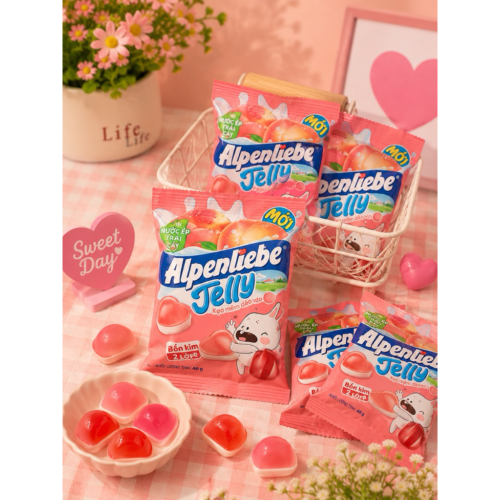 5 gói 10 góikẹo dẻo alpenliebe Jelly hương đào ơi