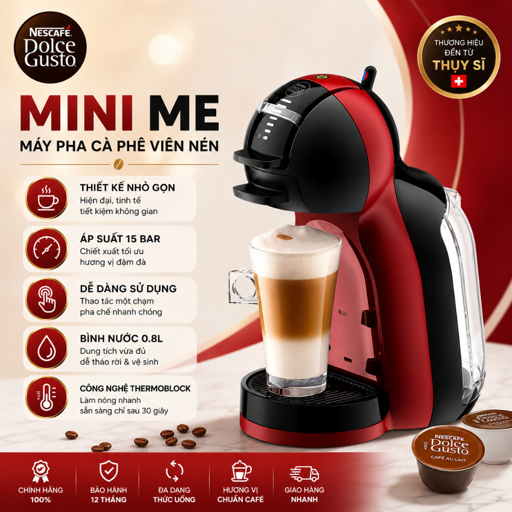 Máy Pha Cà Phê Viên Nén Nescafe Dolce Gusto Minime, Máy Pha Cafe Viên Nén, BH 12 Tháng