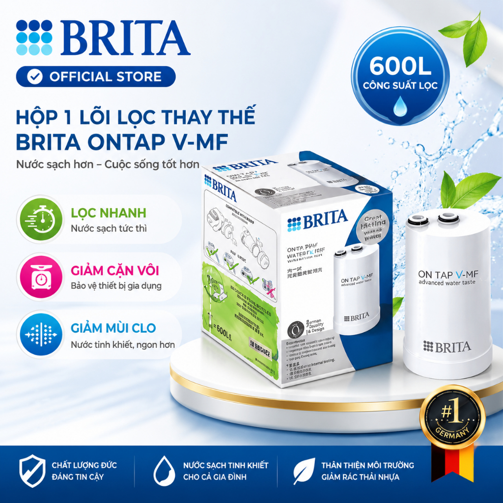 Lõi Lọc BRITA ON TAP VM-F Được 600L Nước, BH 12 Tháng, Shop Giadungnhapkhau